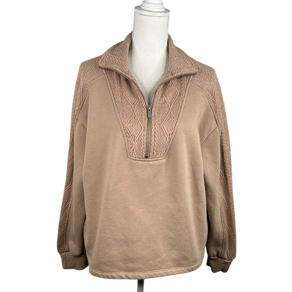 C&C‎ California Tan Comfy Cozy Coastal Cowl Neck Winter Fall Sweatshirt Large